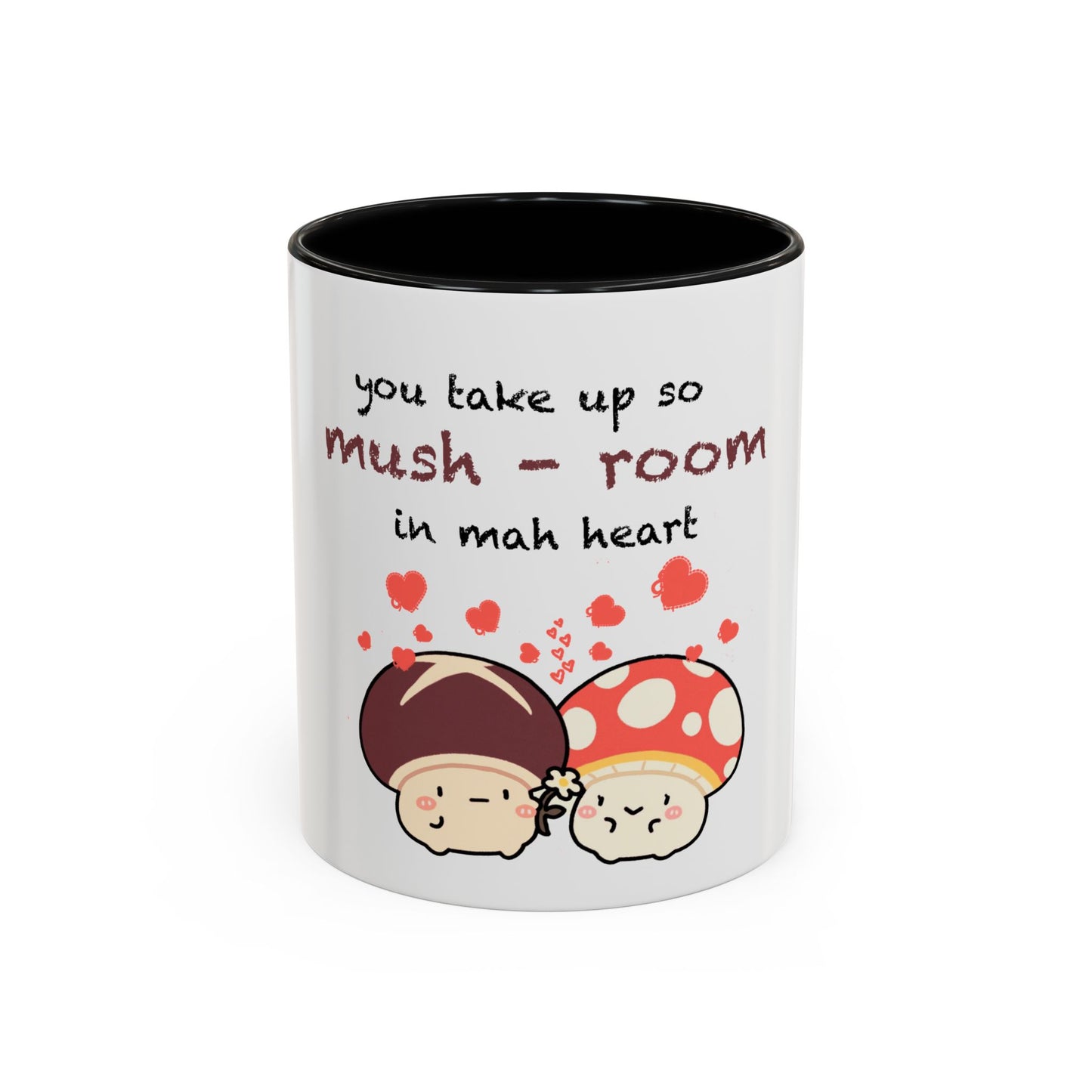 Mushroom Heart Accent Coffee Mug 11oz Ceramic Cup