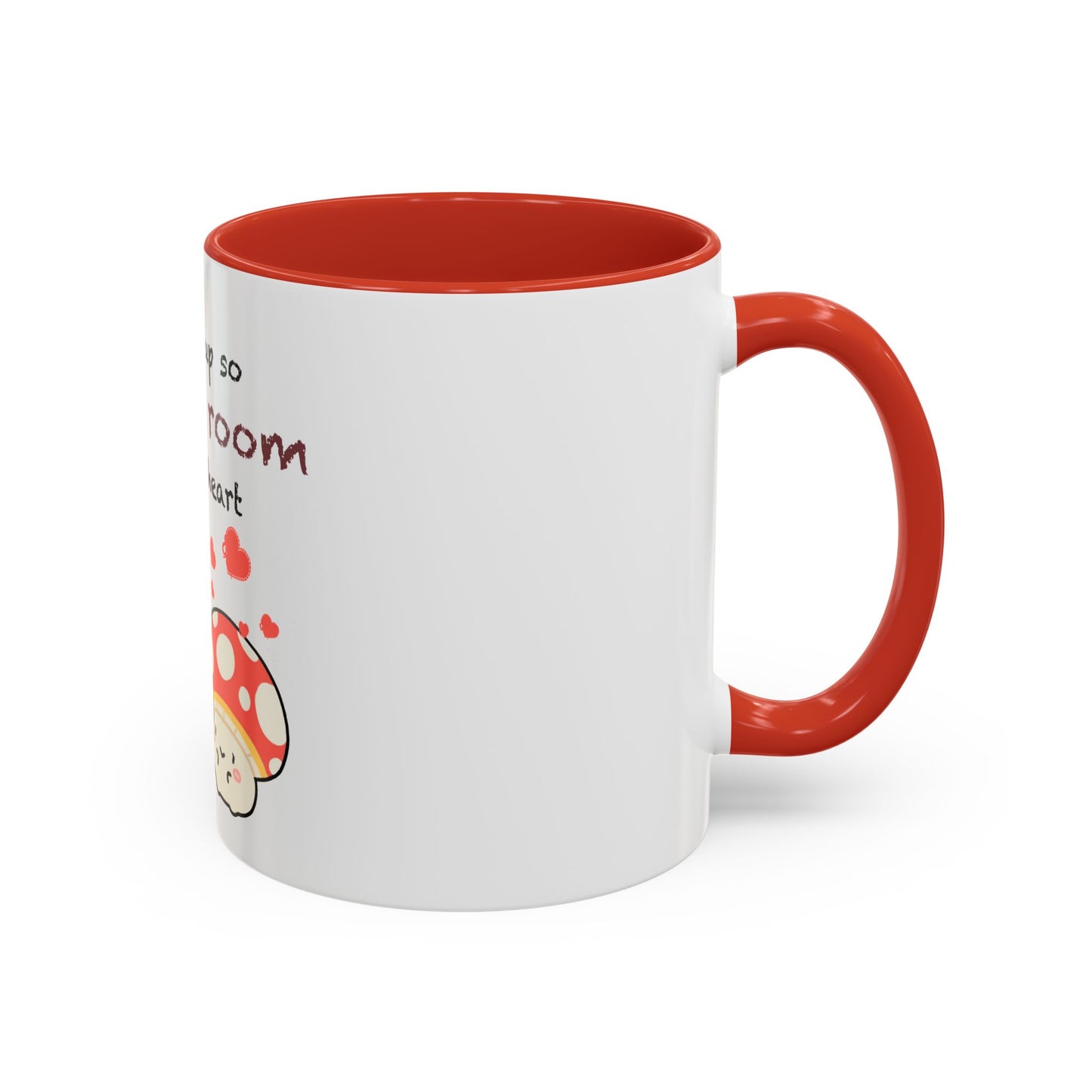 Mushroom Heart Accent Coffee Mug 11oz Ceramic Cup