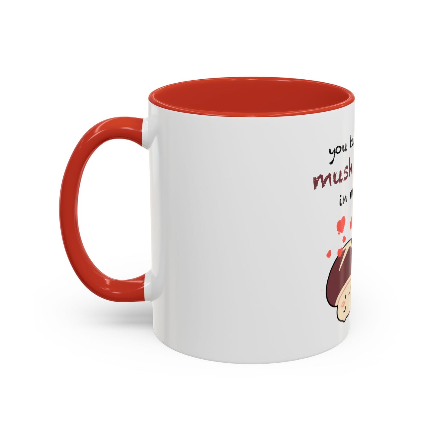 Mushroom Heart Accent Coffee Mug 11oz Ceramic Cup