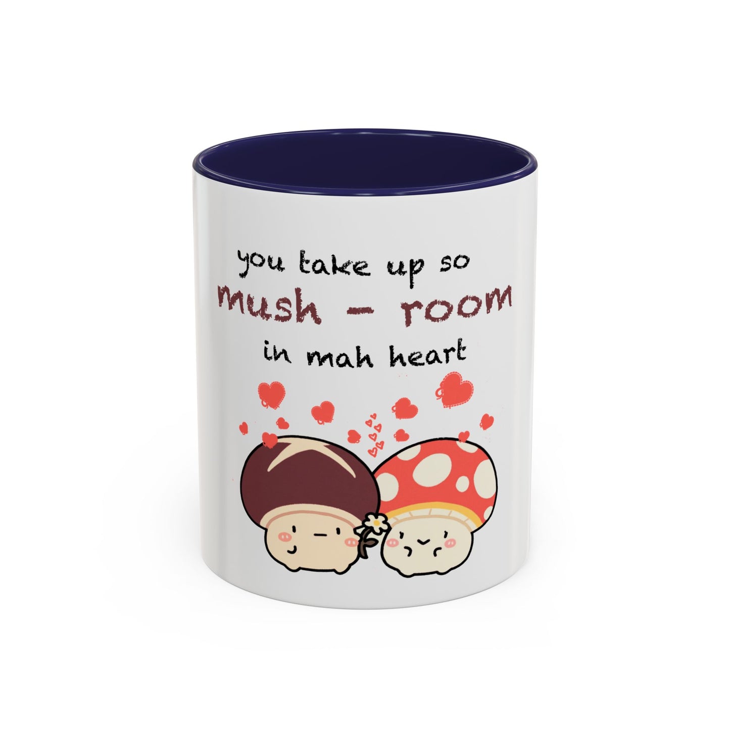 Mushroom Heart Accent Coffee Mug 11oz Ceramic Cup