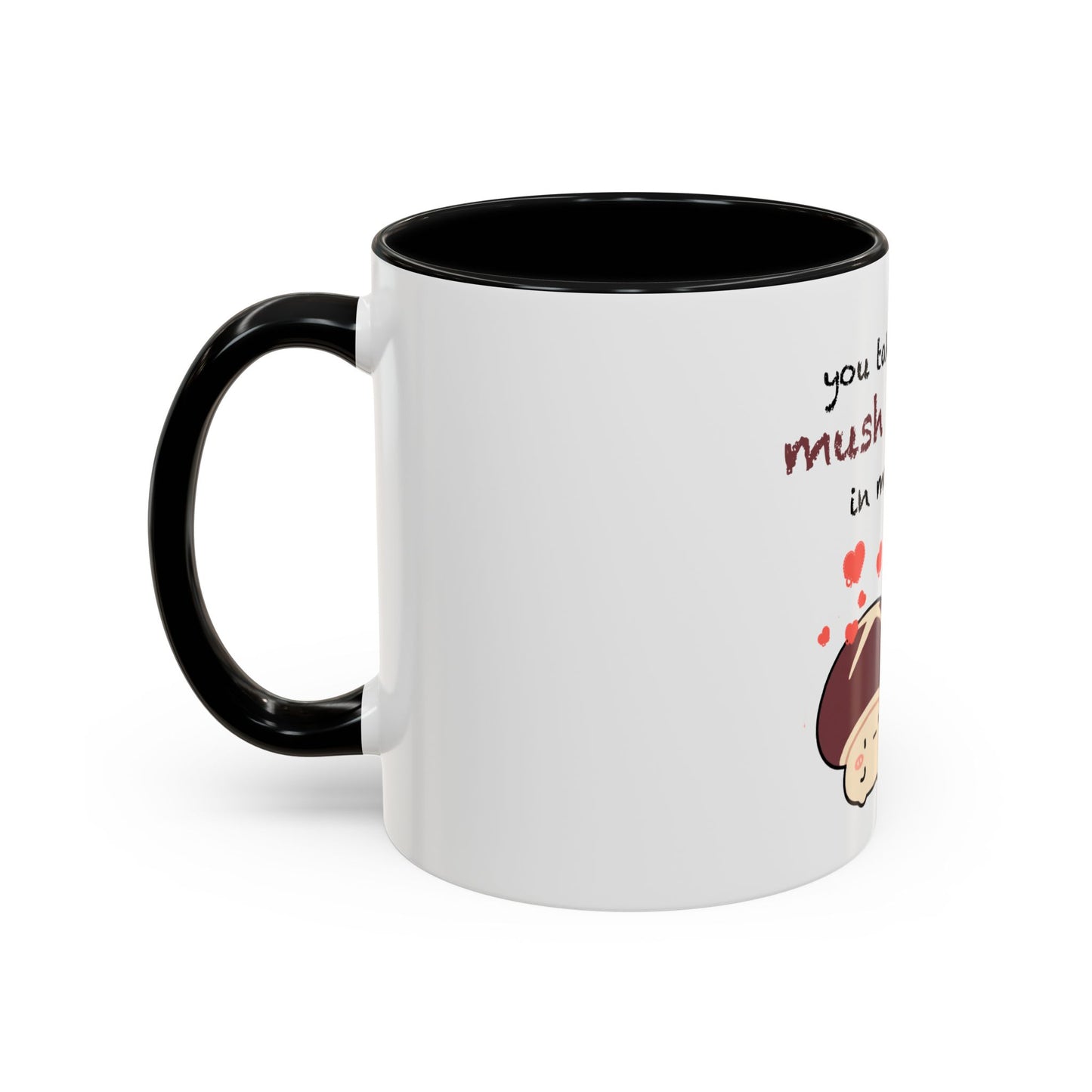 Mushroom Heart Accent Coffee Mug 11oz Ceramic Cup