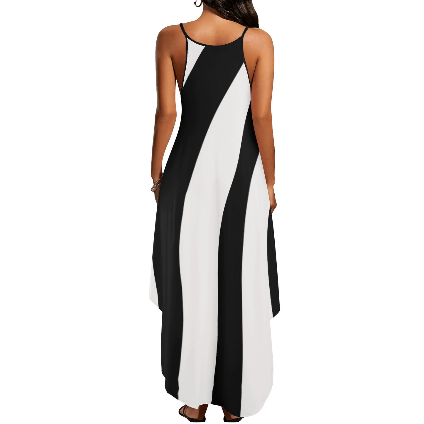 Black and White Women's Elegant Sleeveless Evening Dress
