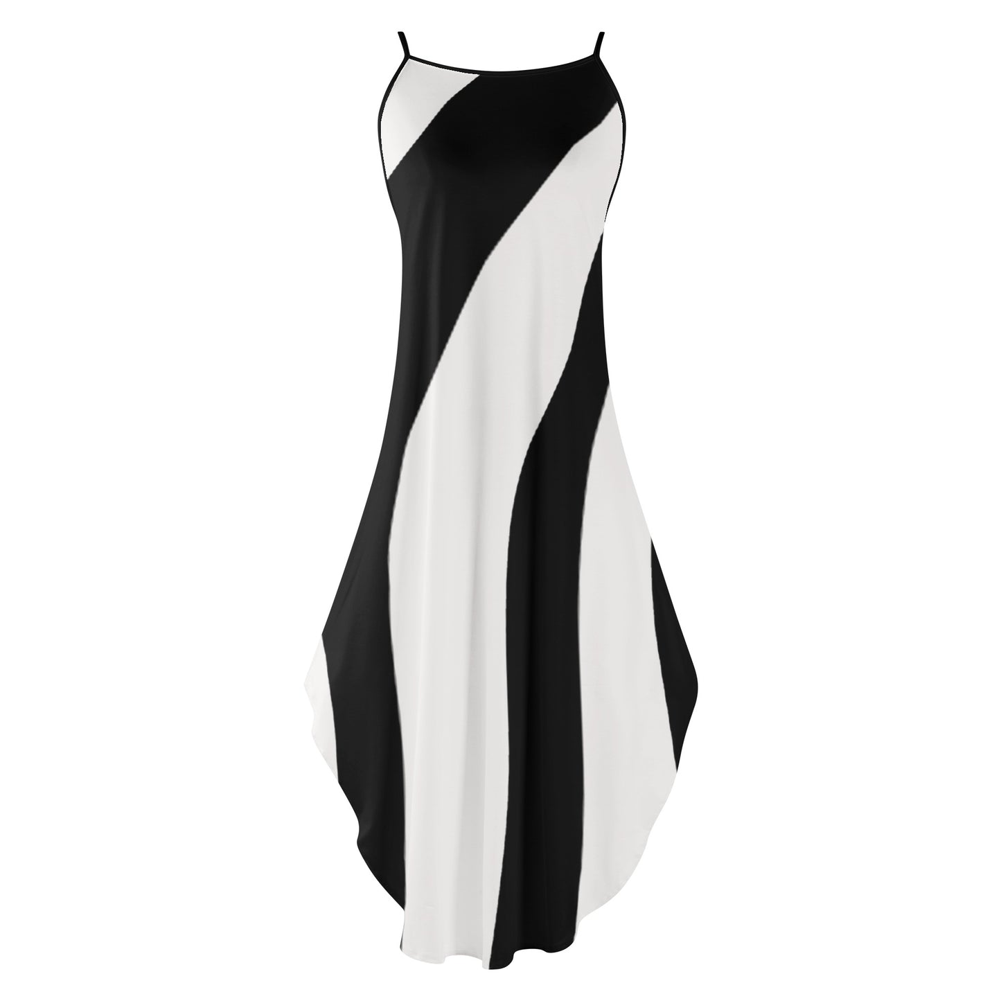 Black and White Women's Elegant Sleeveless Evening Dress