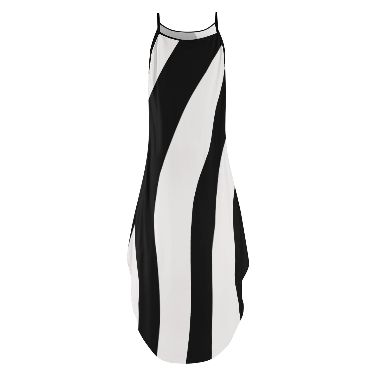 Black and White Women's Elegant Sleeveless Evening Dress