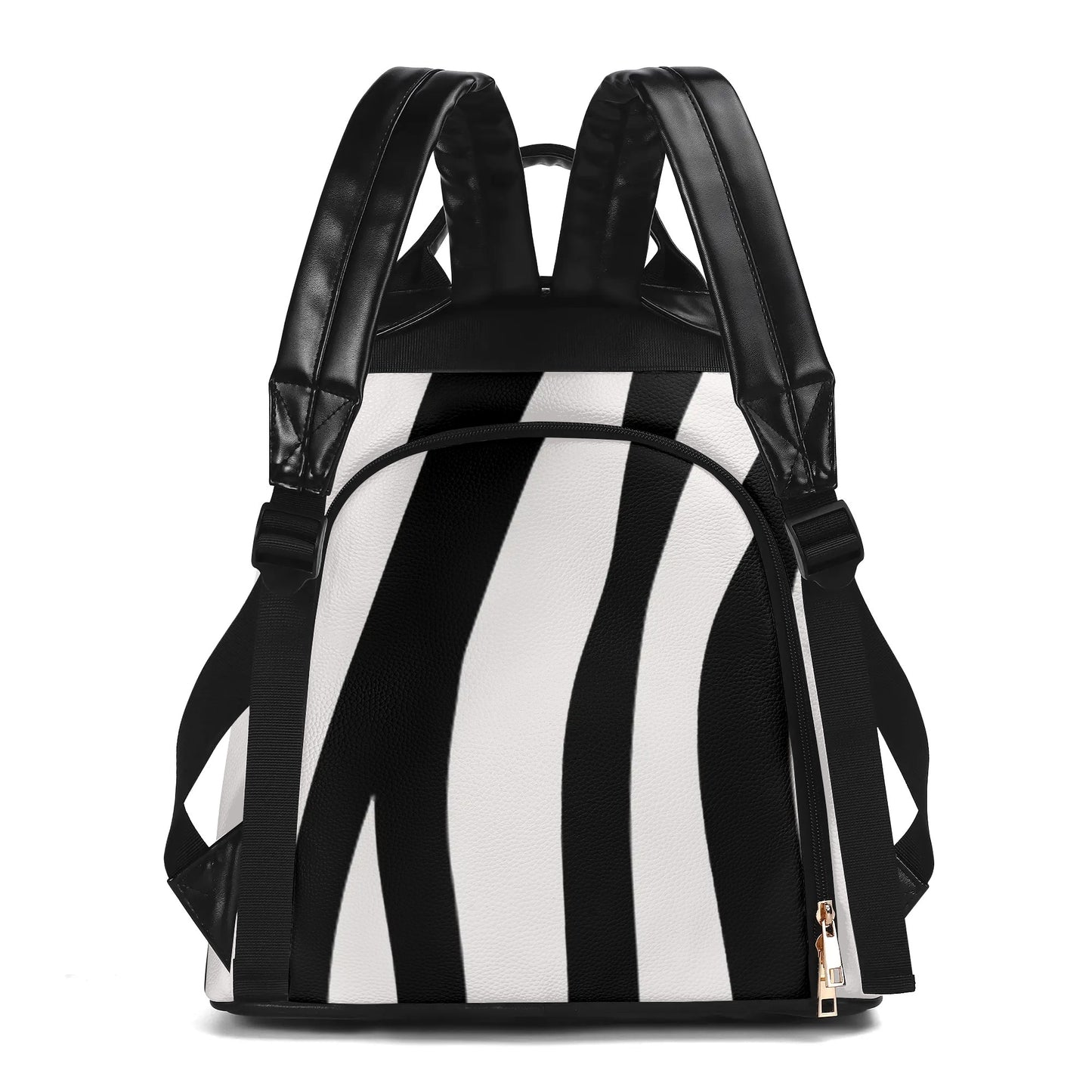 Casual Black and White Travel PU Daypack Anti-theft Backpack