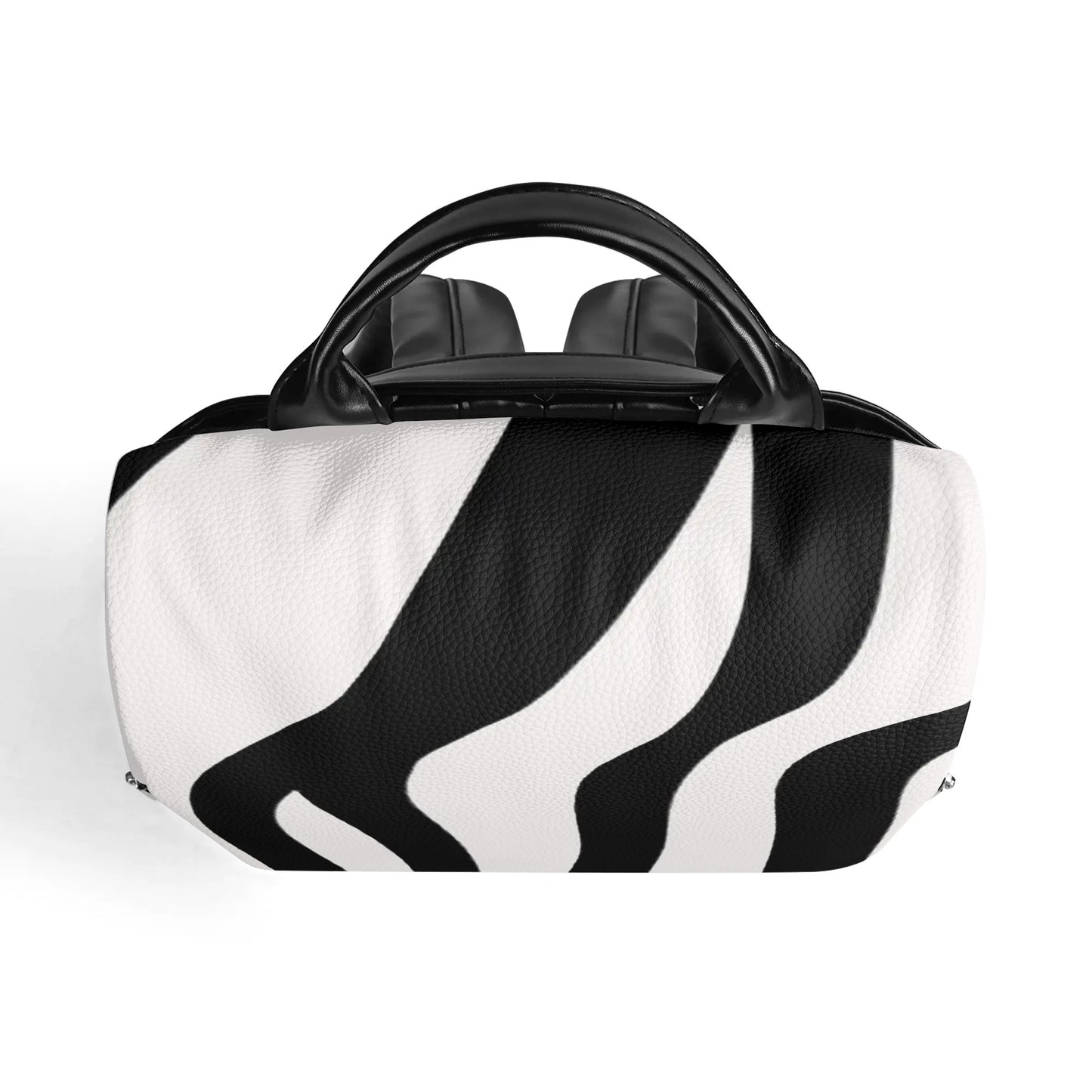 Casual Black and White Travel PU Daypack Anti-theft Backpack