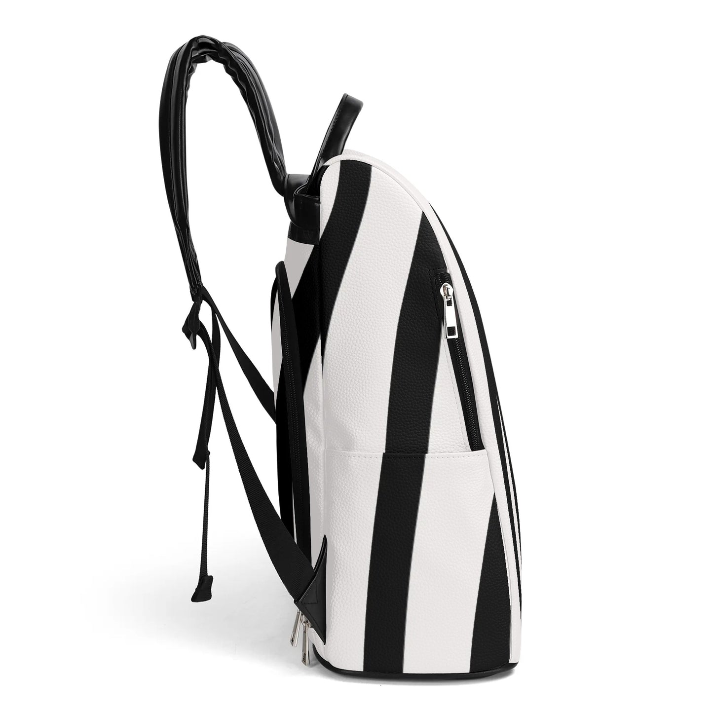 Casual Black and White Travel PU Daypack Anti-theft Backpack