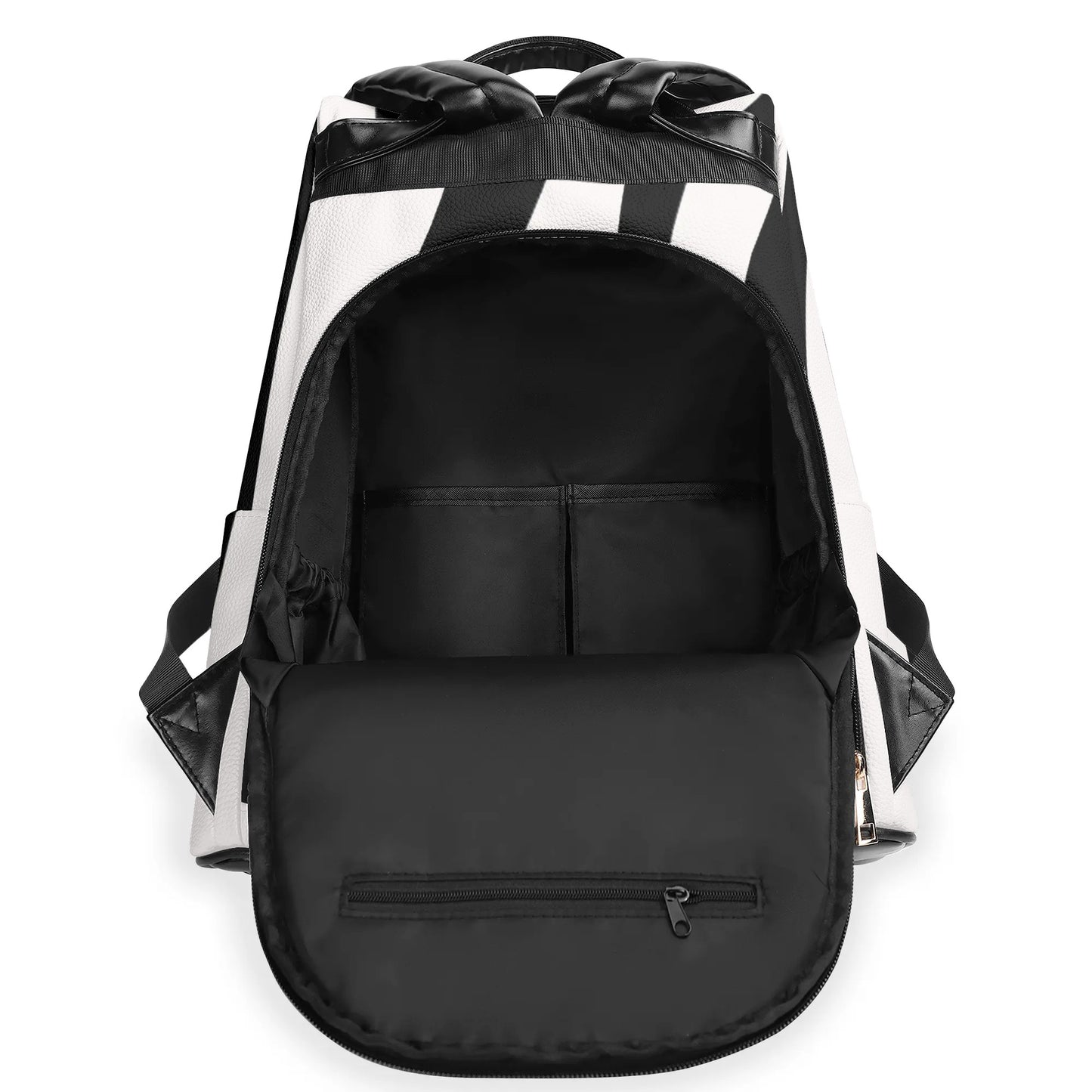 Casual Black and White Travel PU Daypack Anti-theft Backpack