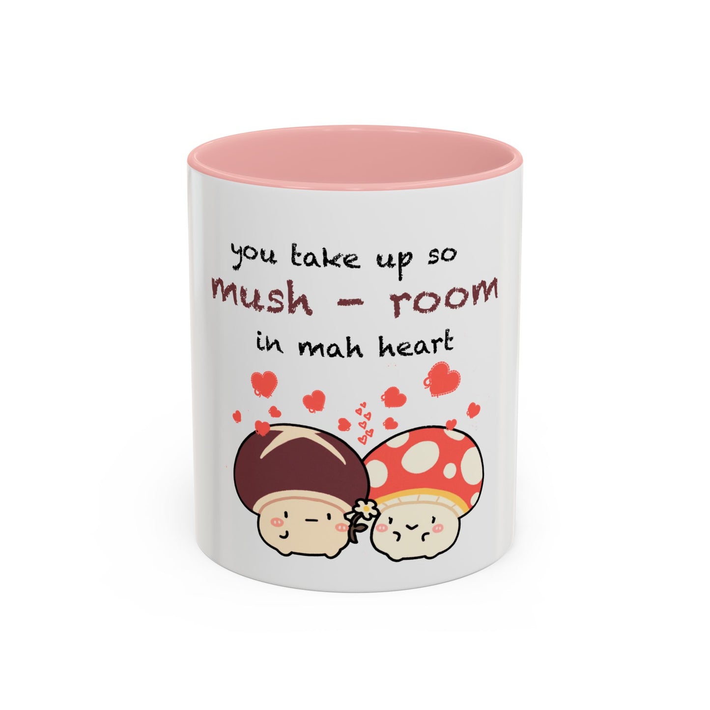 Mushroom Heart Accent Coffee Mug 11oz Ceramic Cup