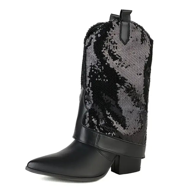 Women Square Heel Cossacks Ankle Boots