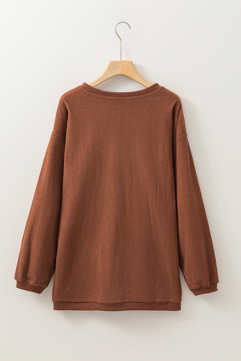Red Contrast Trim Crinkle Rib Oversized Sweatshirt