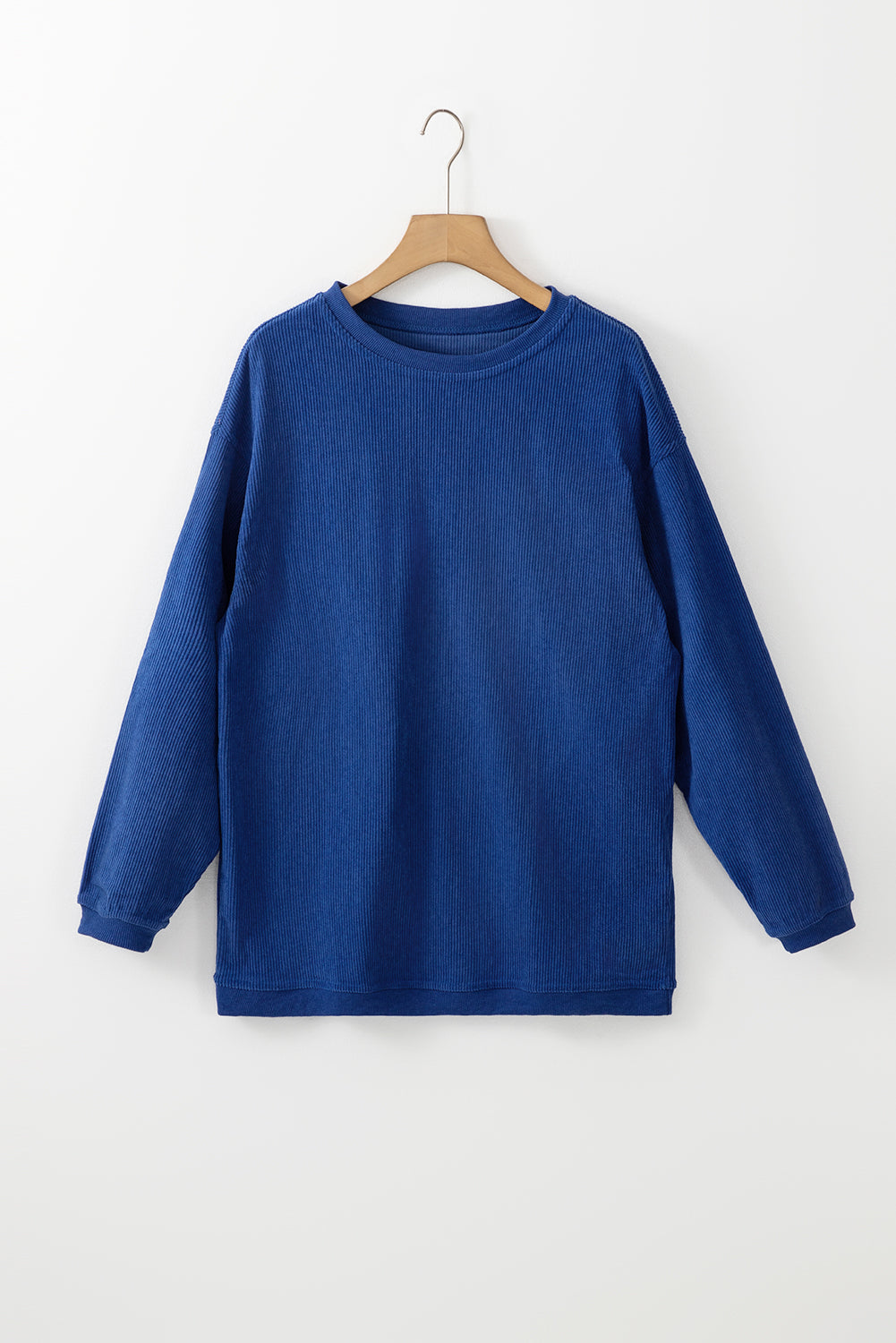 Red Contrast Trim Crinkle Rib Oversized Sweatshirt