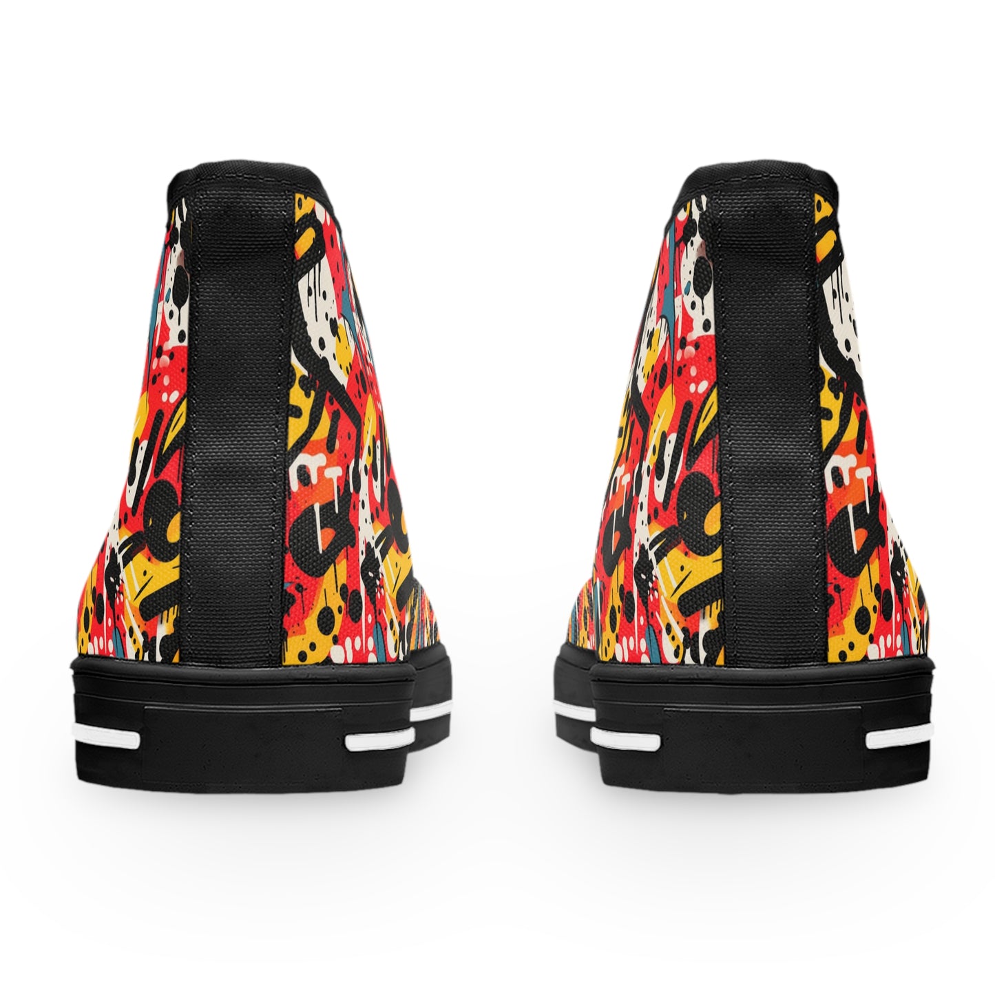 Graffiti Pop High Top Sneakers – Colorful Street Art Style Shoes for Women Vibrant High Top Sneakers for Women, Colorful Artistic Kicks, Streetwear, Casual Footwear, Trendy Fashion Shoes, Unique Gift Idea
