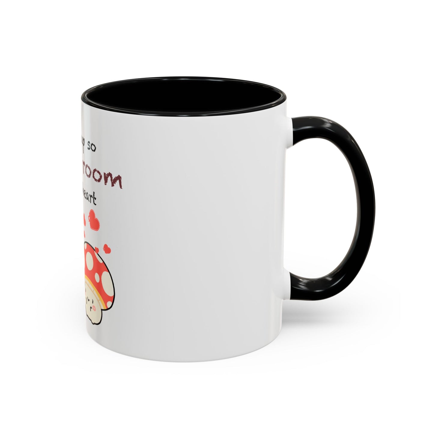 Mushroom Heart Accent Coffee Mug 11oz Ceramic Cup