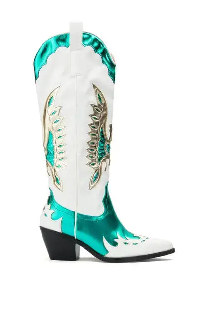 Shiny Metallic Western Cowgirl Boots For Women