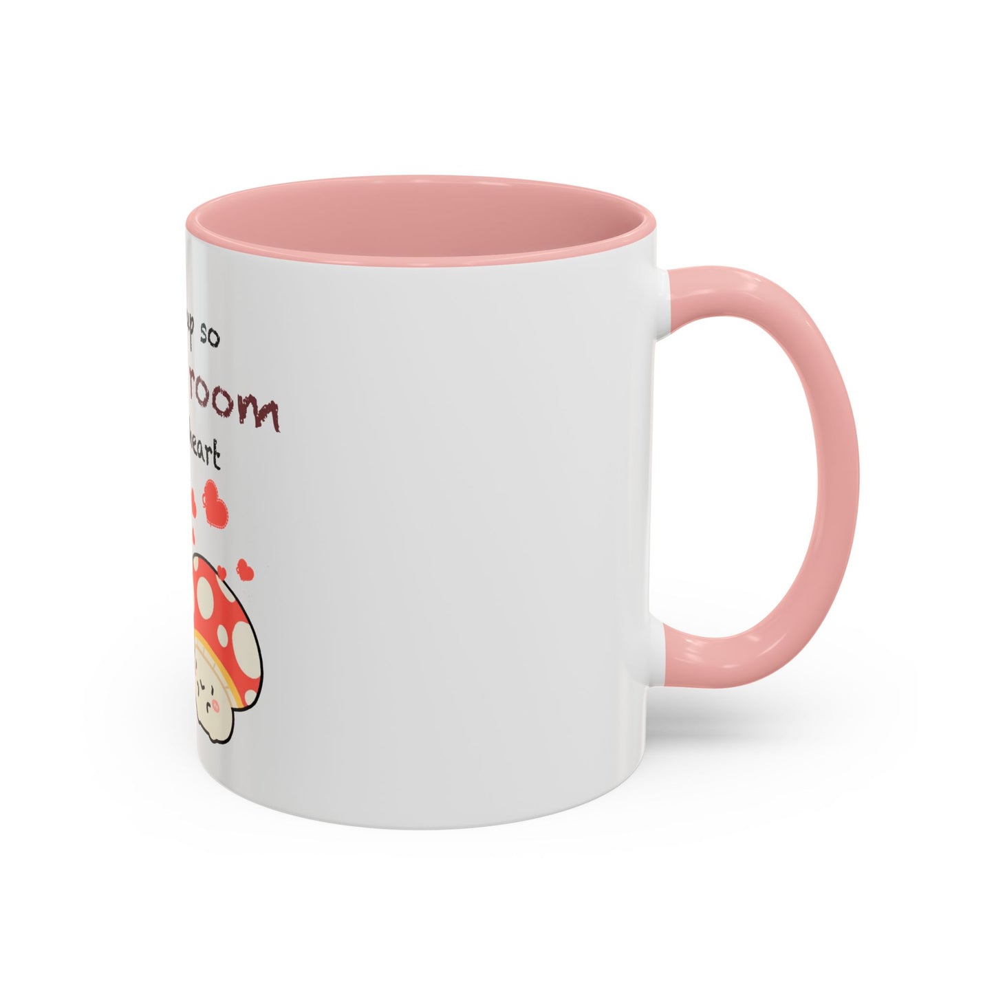 Mushroom Heart Accent Coffee Mug 11oz Ceramic Cup