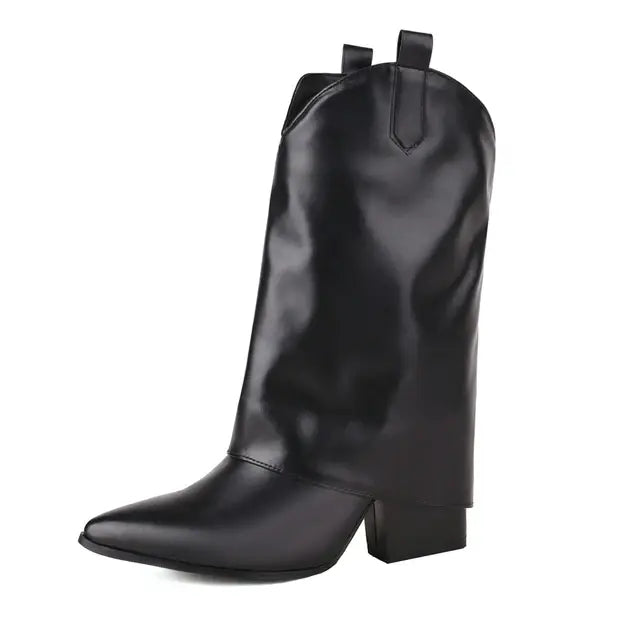 Women Square Heel Cossacks Ankle Boots