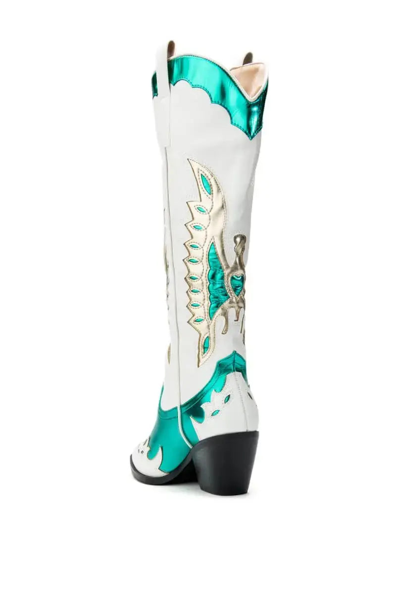 Shiny Metallic Western Cowgirl Boots For Women