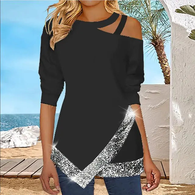 New Women's Irregular Off Shoulder Casual T-Shirt