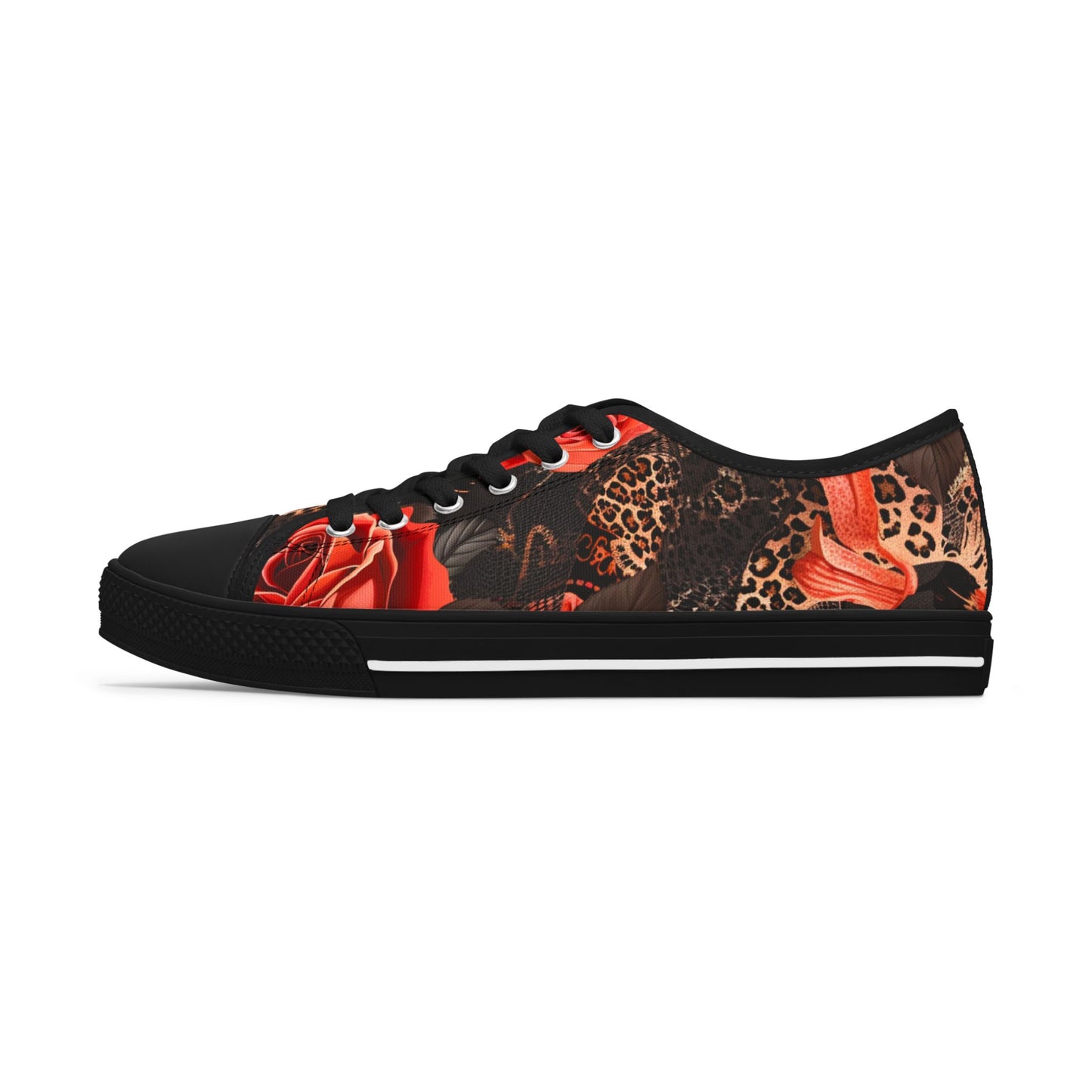 Leopard & Roses Low Top Canvas Sneakers – Bold Floral Streetwear