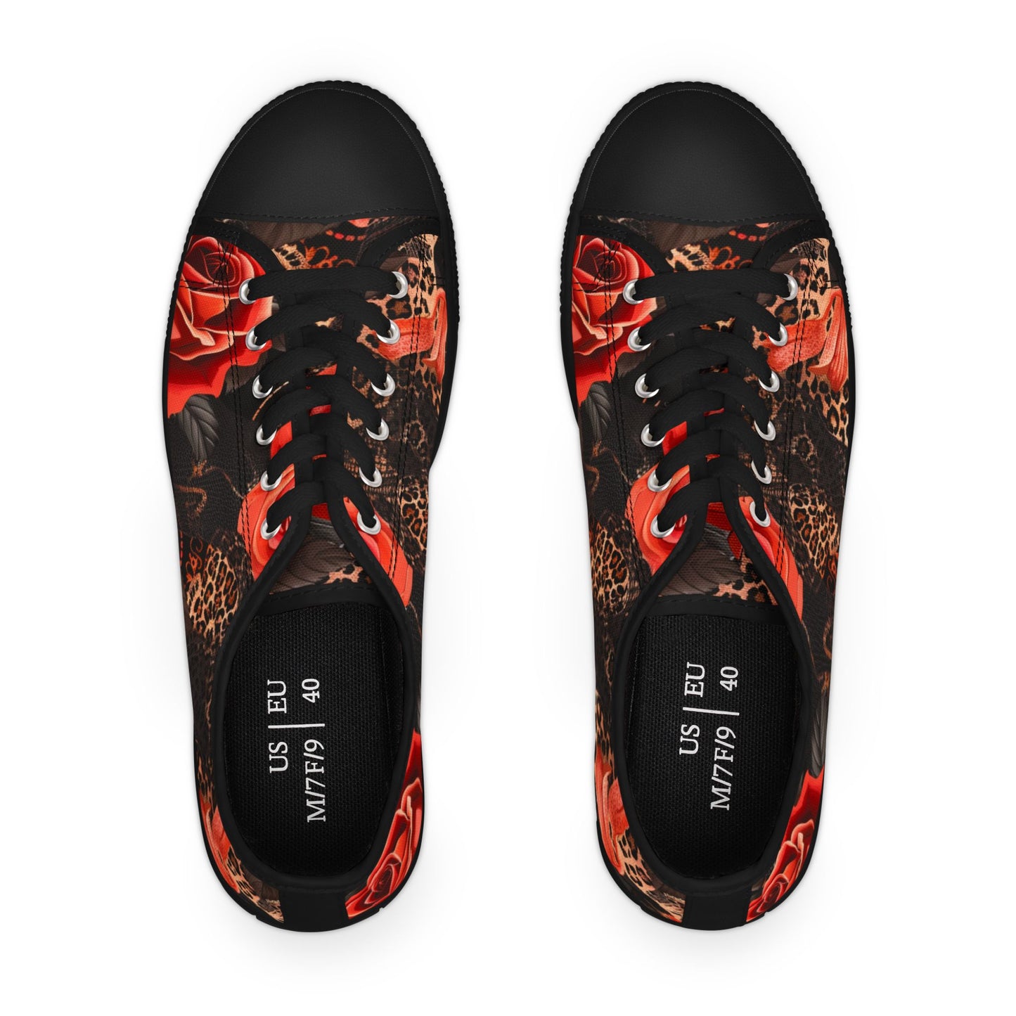 Leopard & Roses Low Top Canvas Sneakers – Bold Floral Streetwear