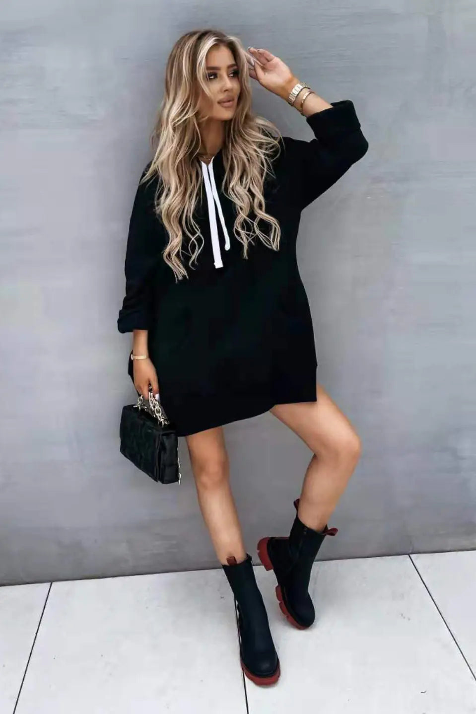 Ladies' Slit-Side Fleece Hoodie Sweater