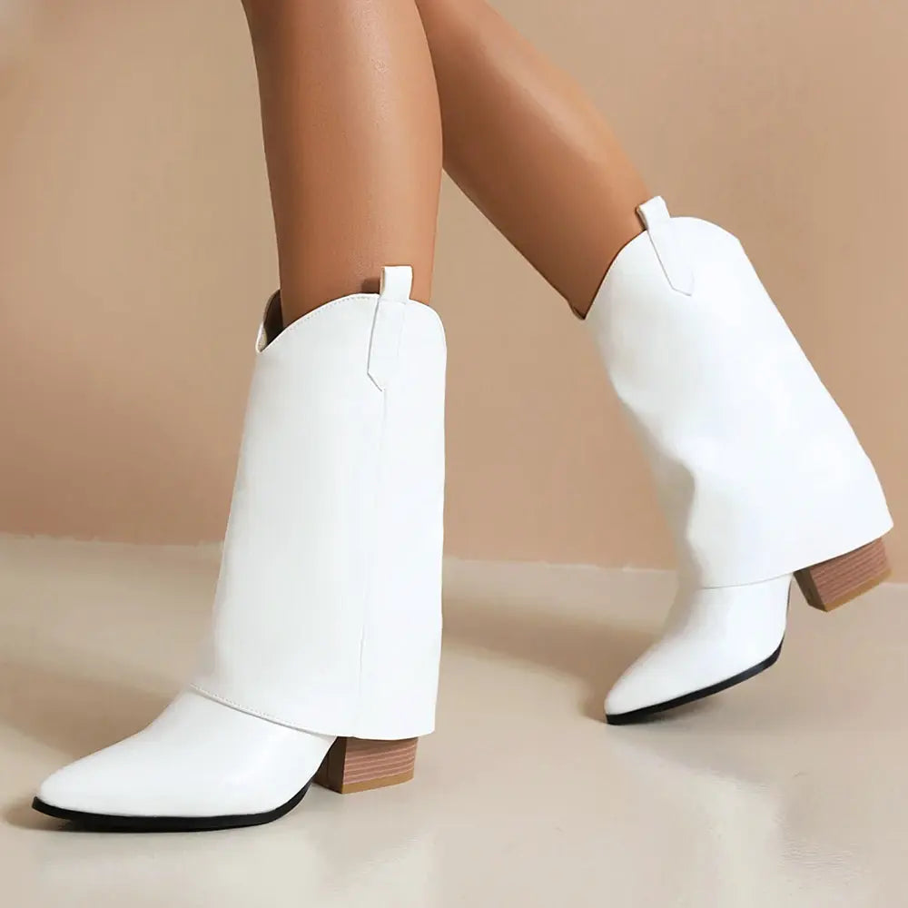 Women Square Heel Cossacks Ankle Boots