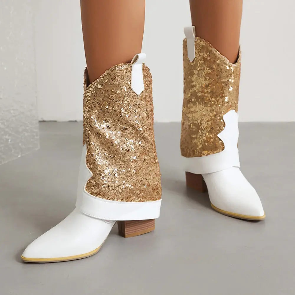 Women Square Heel Cossacks Ankle Boots