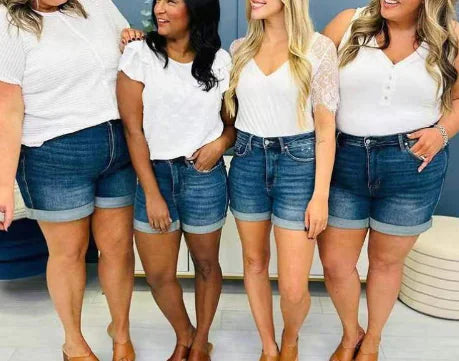 Judy Blue Plus Size High Waist Denim Shorts (One Piece)
