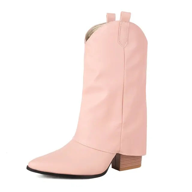 Women Square Heel Cossacks Ankle Boots