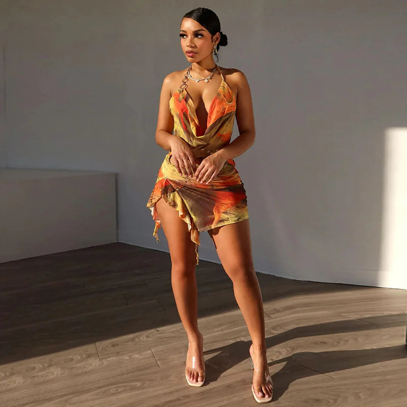 Women's Fashion Backless Lace-up Dress