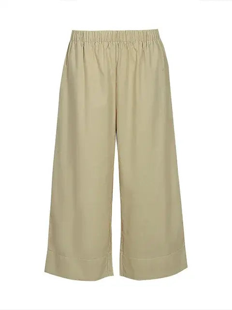 Plus Size Women's Summer Casual Solid Color Loose Wide Leg Pants