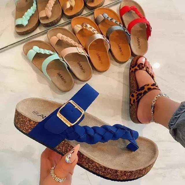 Women Sandals Plaited Leopard Summer Shoes