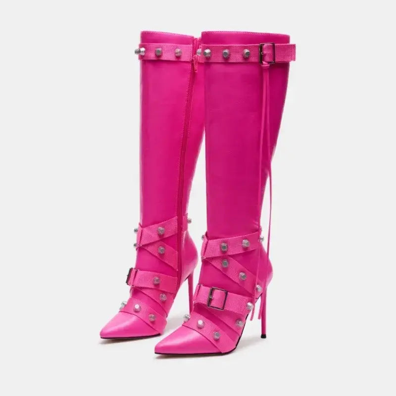 Stylish Rider Women's Slim High-Heeled Motorcycle Boots