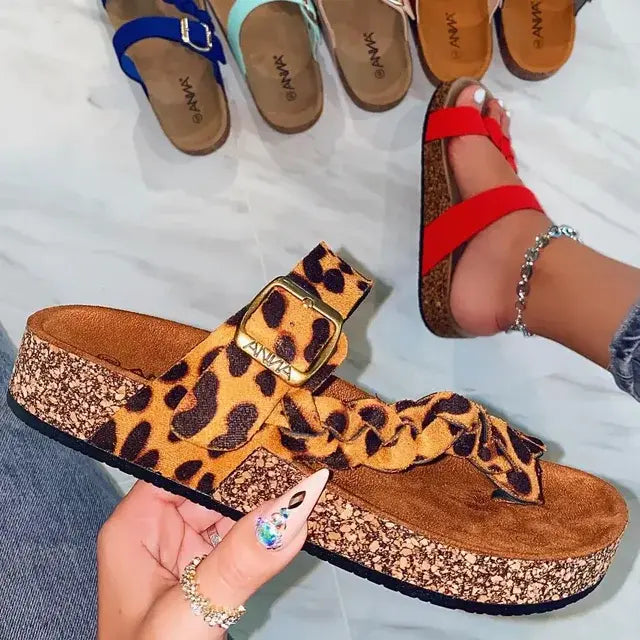 Women Sandals Plaited Leopard Summer Shoes
