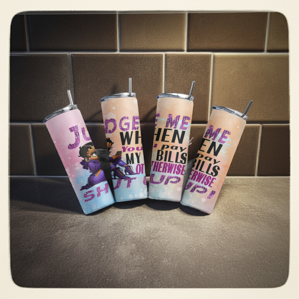 Urban Betty "Judge Me" 20oz Skinny Tumbler – Bold & Sassy Drinkware