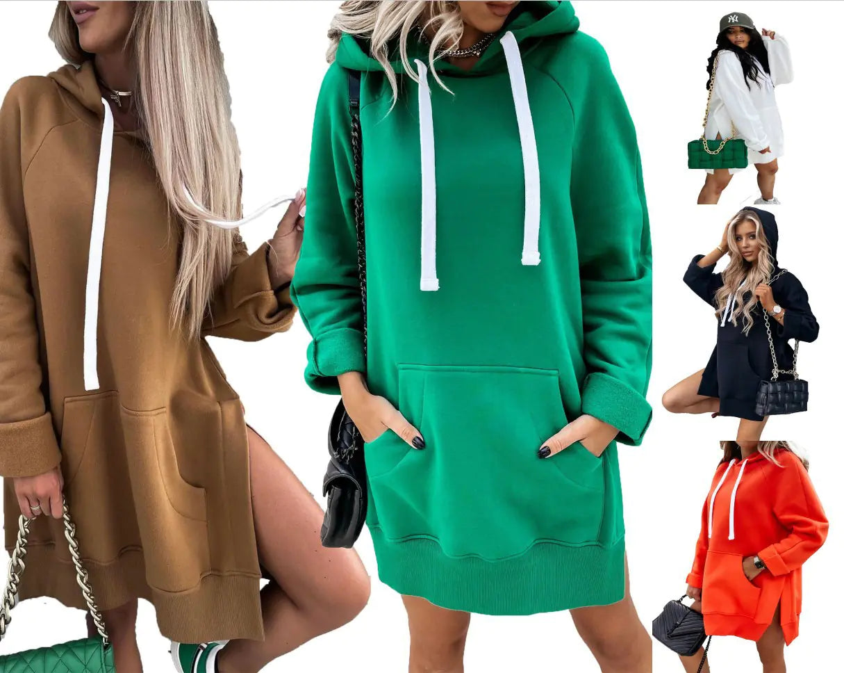 Ladies' Slit-Side Fleece Hoodie Sweater