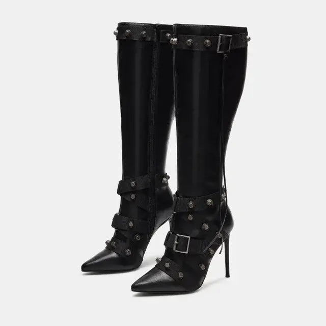 Stylish Rider Women's Slim High-Heeled Motorcycle Boots