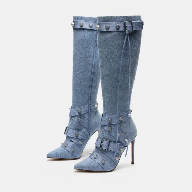 Stylish Rider Women's Slim High-Heeled Motorcycle Boots