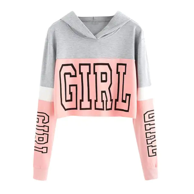 Chic Patchwork Women's Crop Hoodie