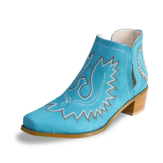 Western Charm Embroidered Cowgirl Ankle Boots