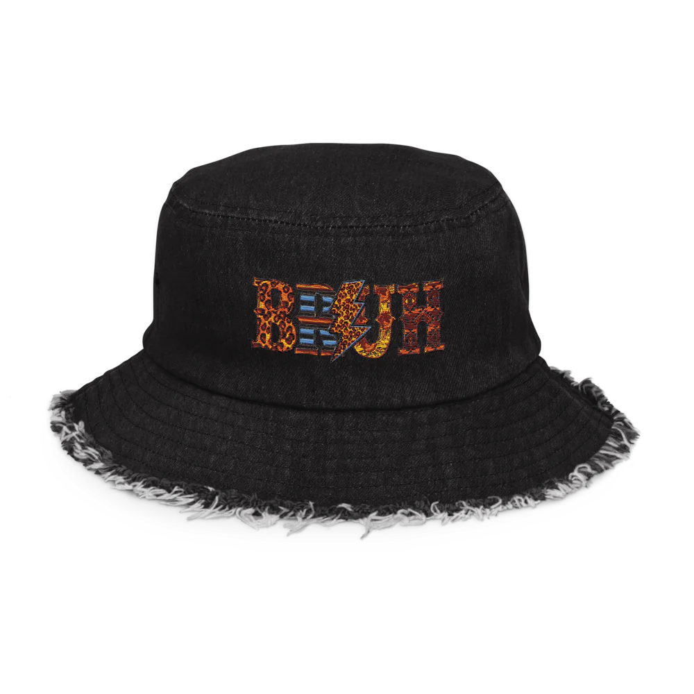 Bruh Distressed Denim Bucket Hat