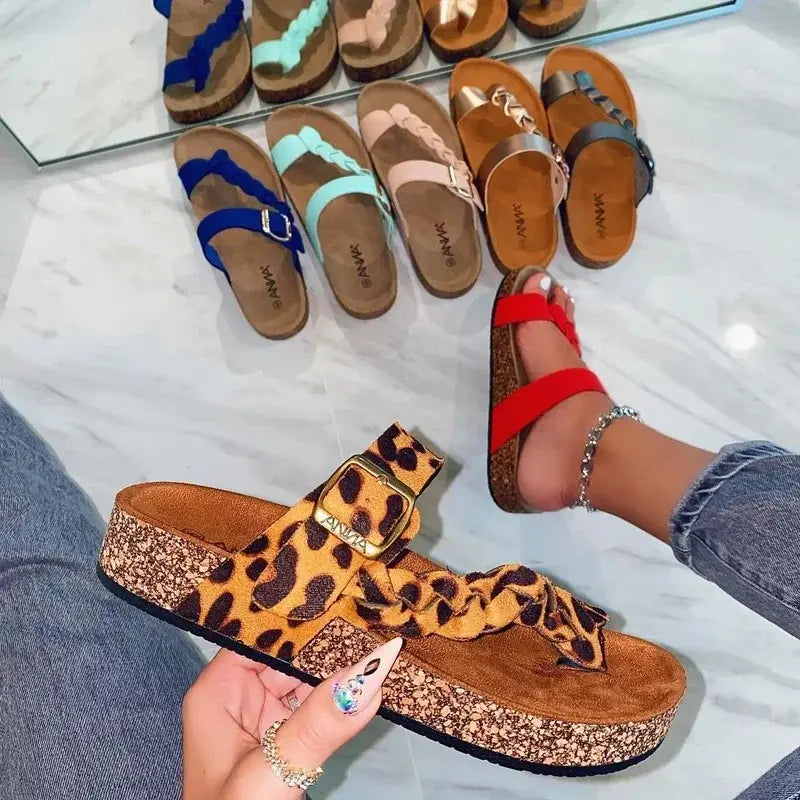 Women Sandals Plaited Leopard Summer Shoes
