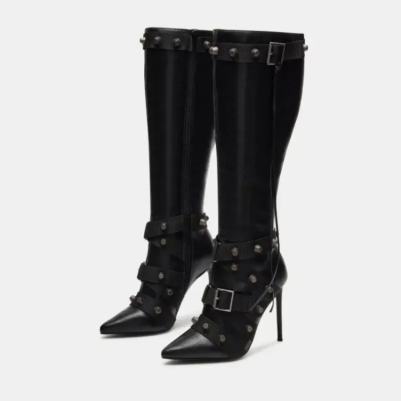 Stylish Rider Women's Slim High-Heeled Motorcycle Boots