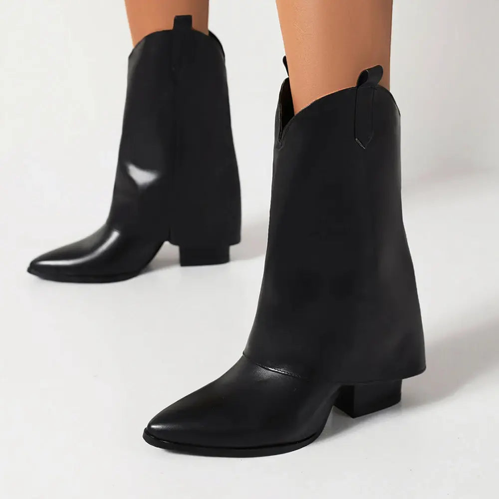 Women Square Heel Cossacks Ankle Boots