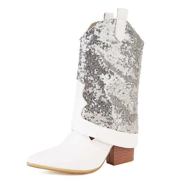 Women Square Heel Cossacks Ankle Boots