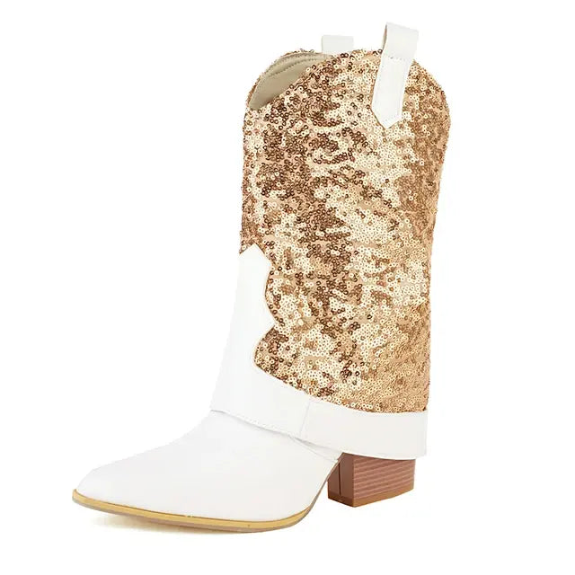 Women Square Heel Cossacks Ankle Boots
