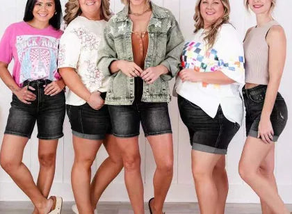 Judy Blue Plus Size High Waist Denim Shorts (One Piece)