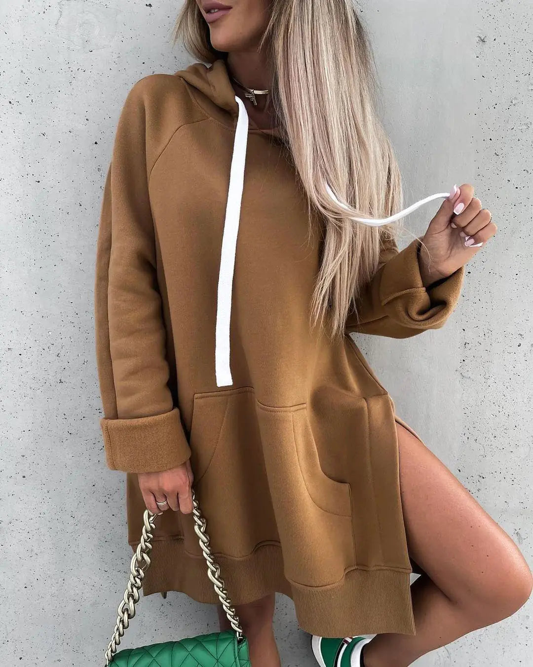 Ladies' Slit-Side Fleece Hoodie Sweater