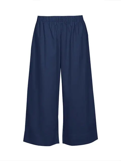 Plus Size Women's Summer Casual Solid Color Loose Wide Leg Pants